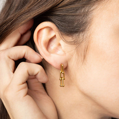 18K Gold PVD Stainless Steel Thin Ulock Chain Earrings