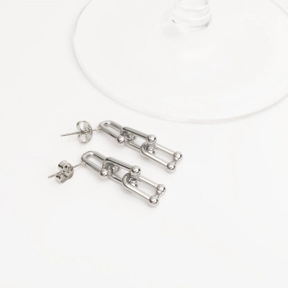 18K Gold PVD Stainless Steel Thin Ulock Chain Earrings