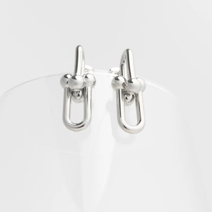 18K Gold PVD Stainless Steel Thick Ulock Chain Earrings