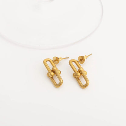 18K Gold PVD Stainless Steel Thick Ulock Chain Earrings