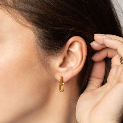 18K Gold PVD Stainless Steel Thick Ulock Chain Earrings