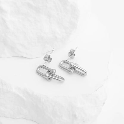 18K Gold PVD Stainless Steel Thick Ulock Chain Earrings