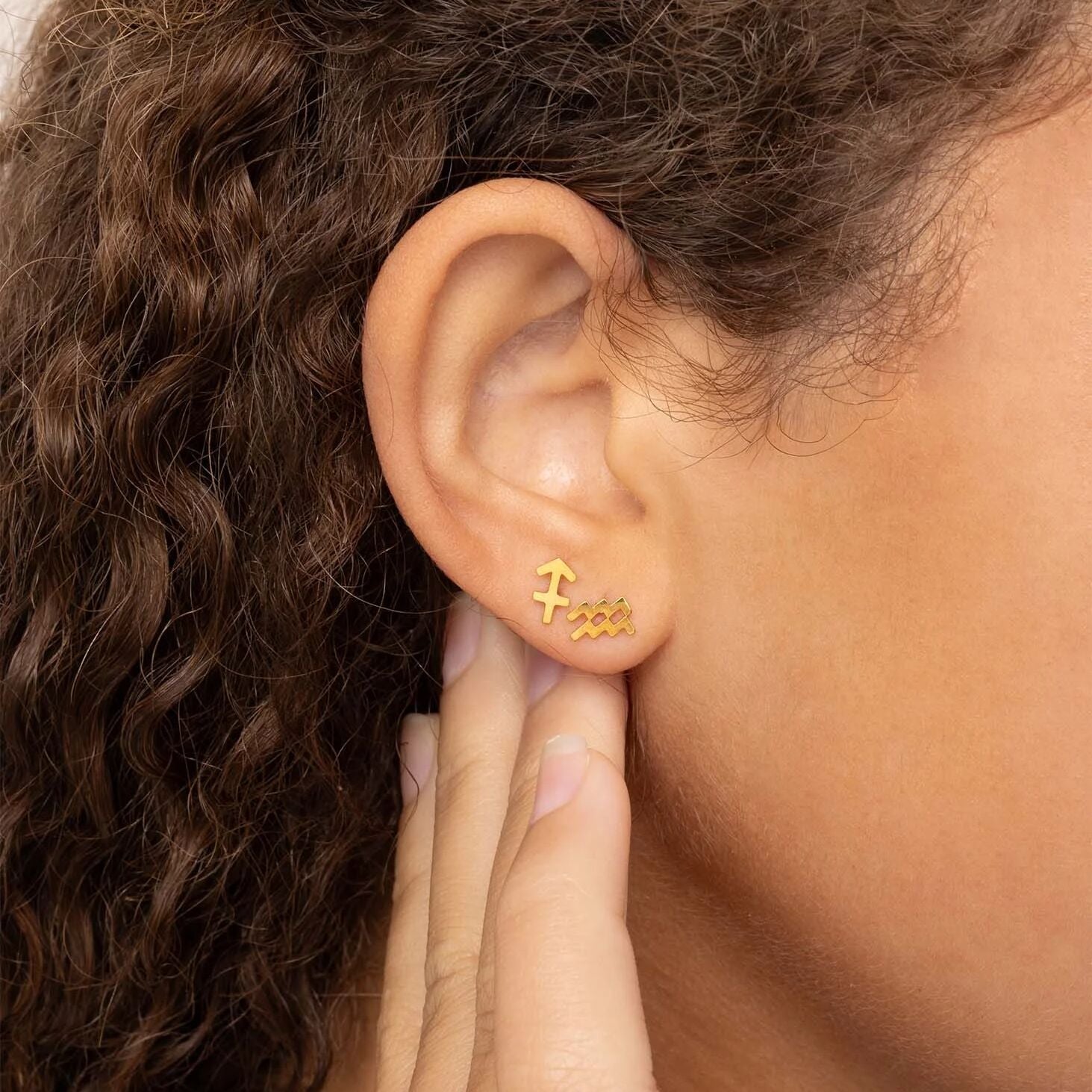 18K Gold PVD Stainless Steel Larger Zodiac Stud Earrings