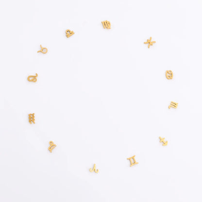 18K Gold PVD Stainless Steel Larger Zodiac Stud Earrings