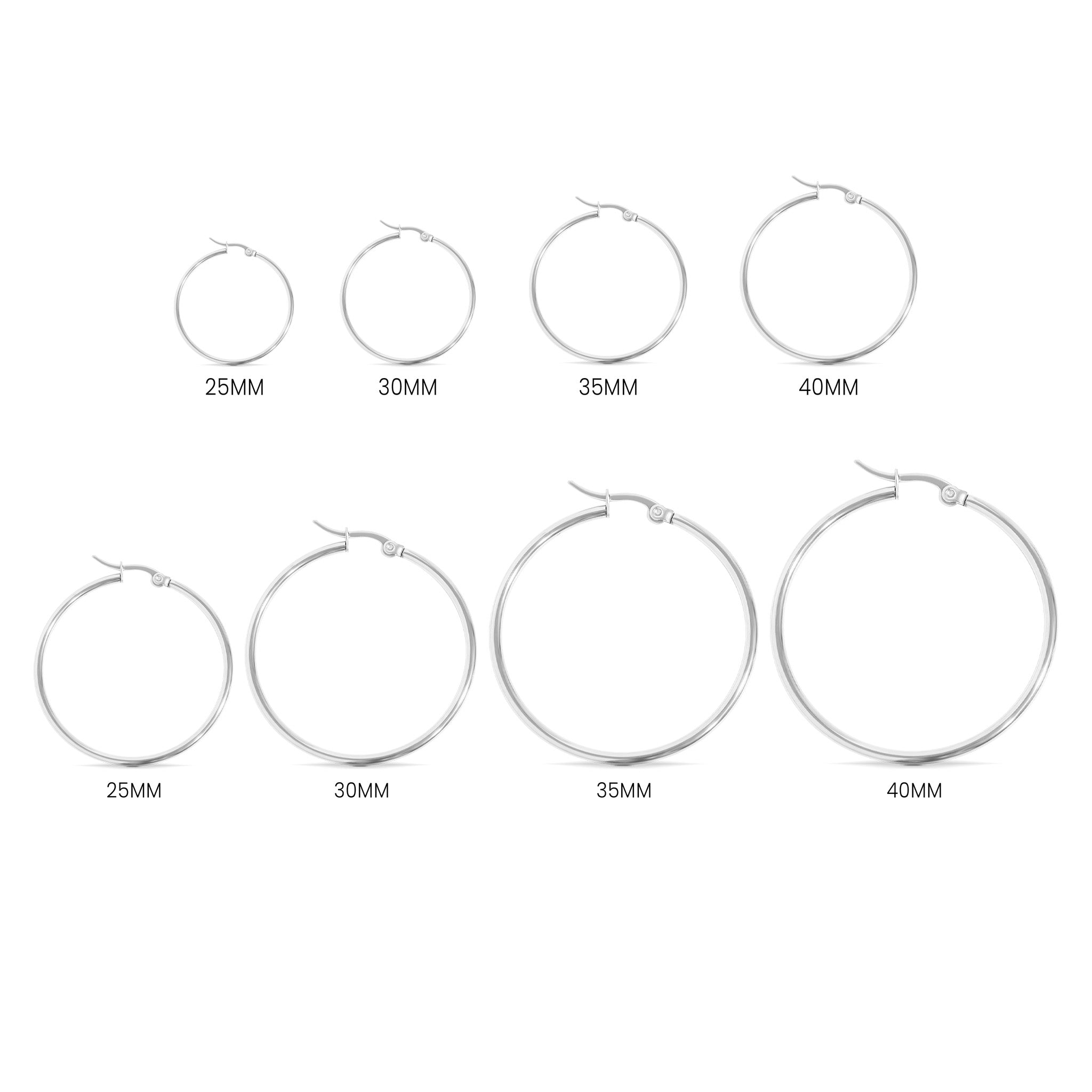 18K Gold PVD Stainless Steel Round Tube Hoop Earrings