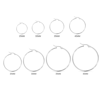 18K Gold PVD Stainless Steel Round Tube Hoop Earrings