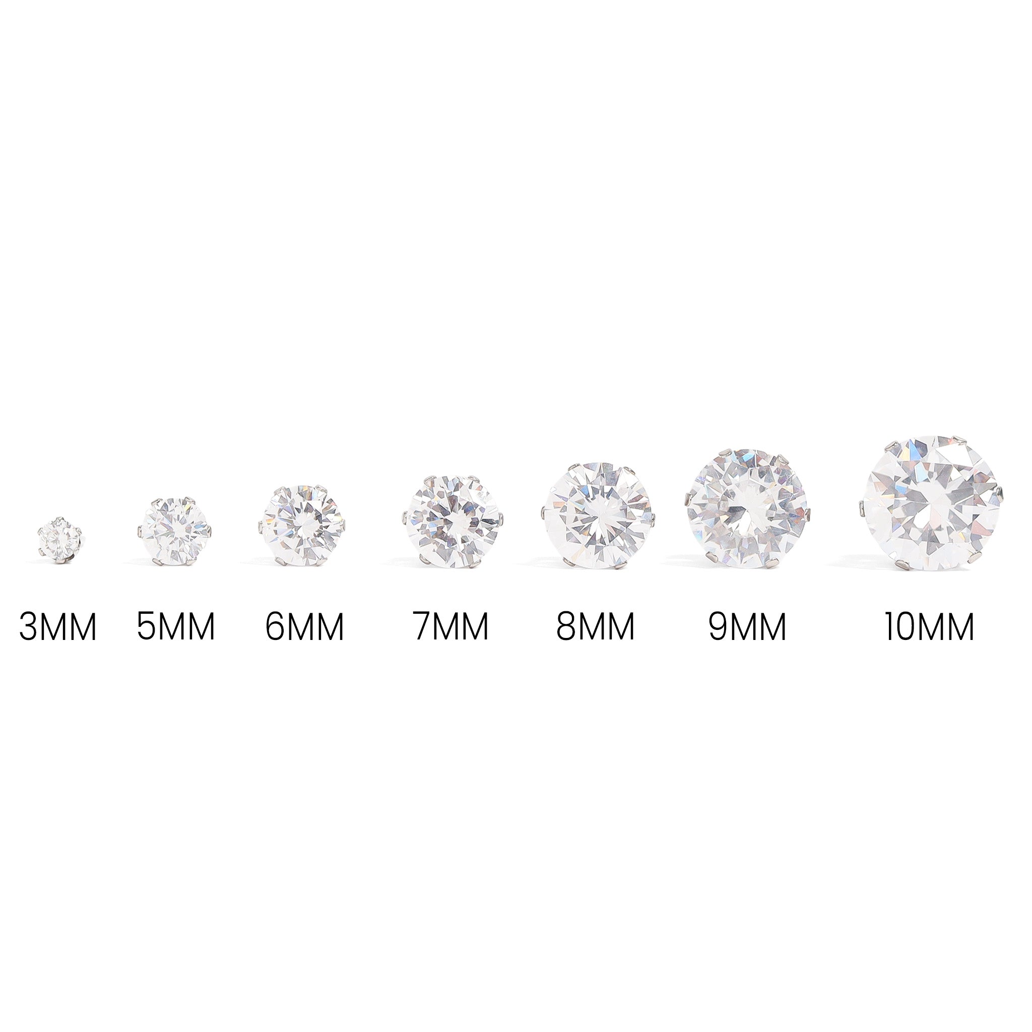 Stainless Steel Round CZ Stud Earrings