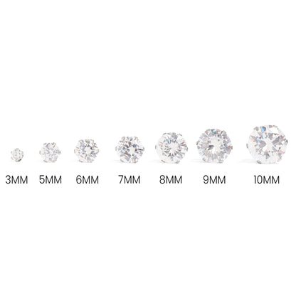 Stainless Steel Round CZ Stud Earrings