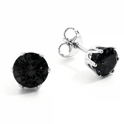 Black Stainless Steel Round CZ Stud Earrings