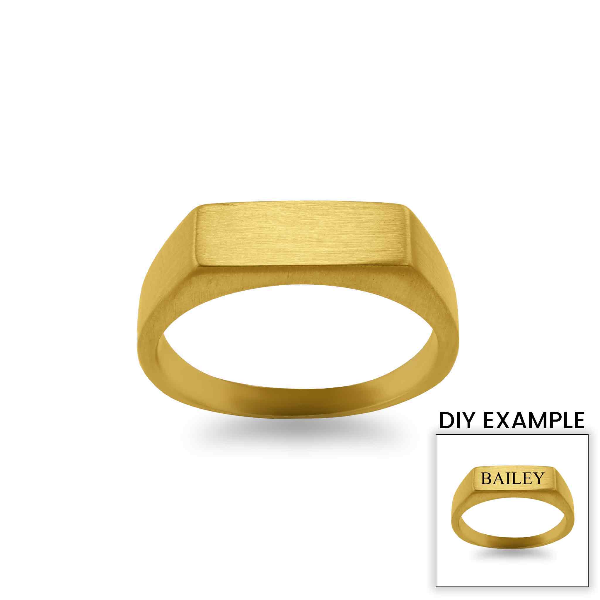18K Gold PVD Stainless Steel Blank Engravable Rectangle Signet Ring