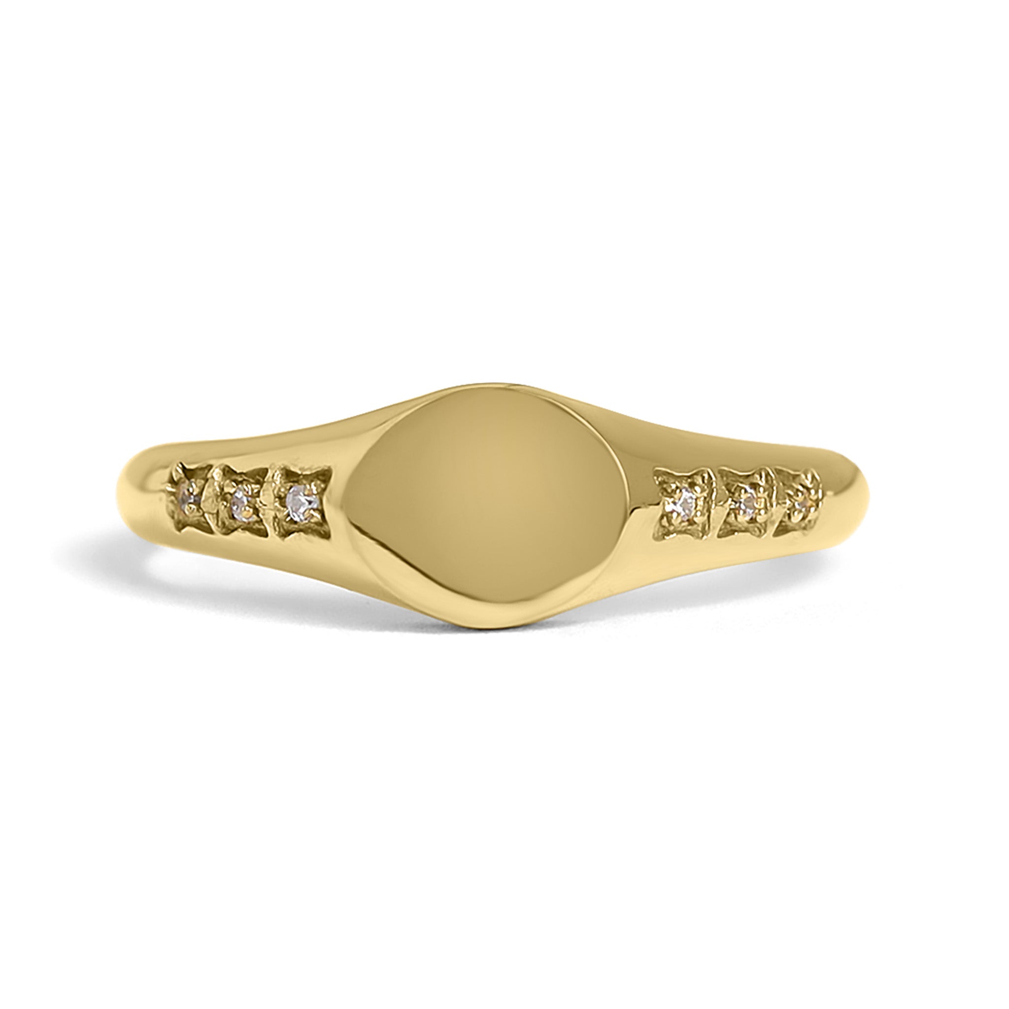 18K Gold PVD Stainless Steel Blank Engravable CZ Round Signet Ring