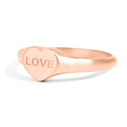 18K Gold PVD Stainless Steel Love Heart Signet Ring