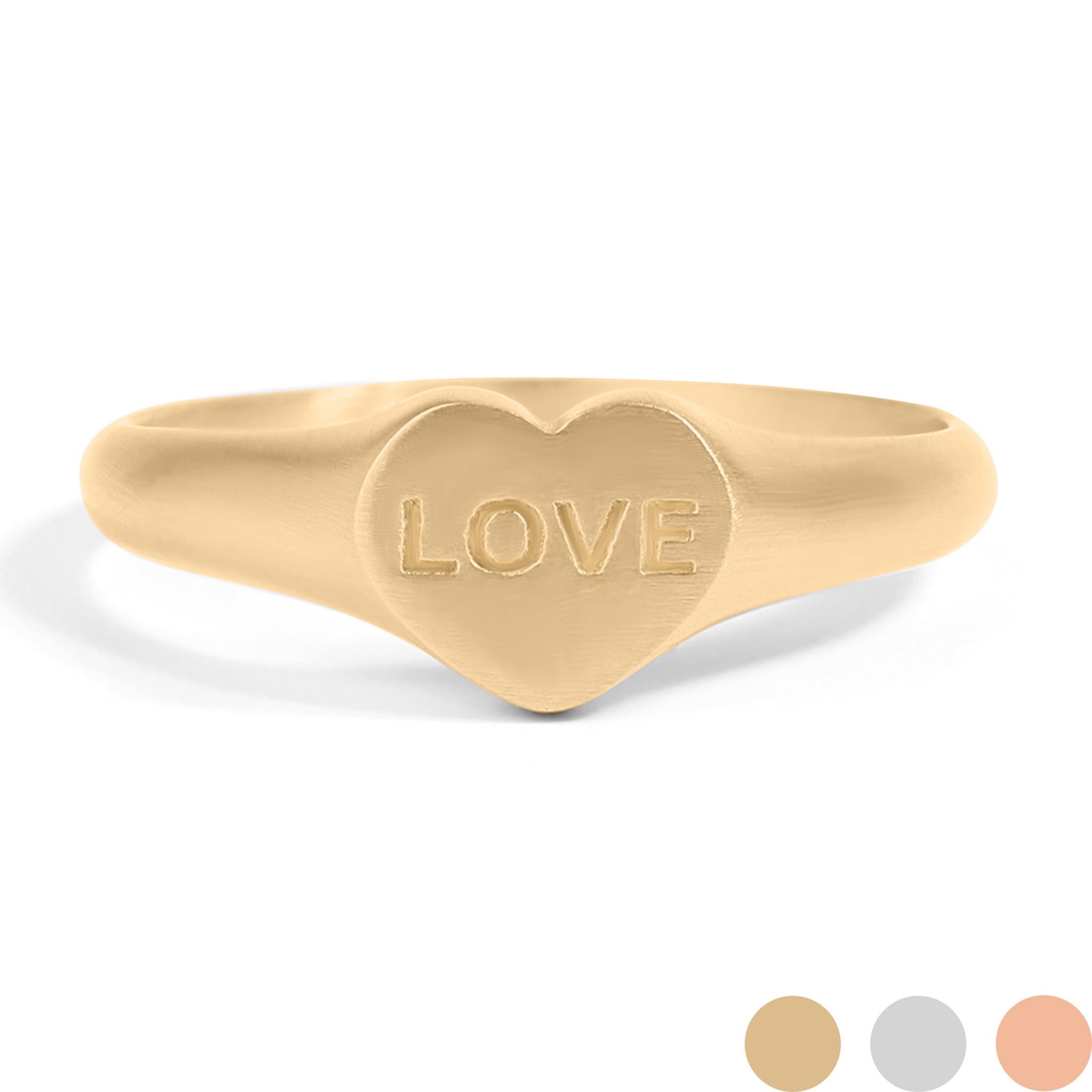 18K Gold PVD Stainless Steel Love Heart Signet Ring