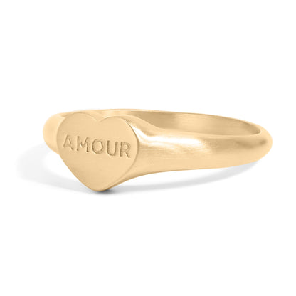 18K Gold PVD Stainless Steel Amour Heart Signet Ring