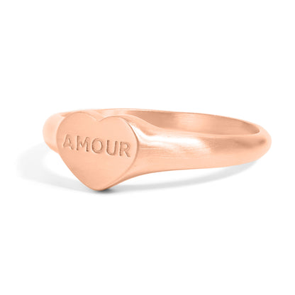 18K Gold PVD Stainless Steel Amour Heart Signet Ring