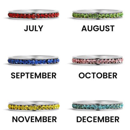 July-December CZ Eternity Stainless Steel Ring