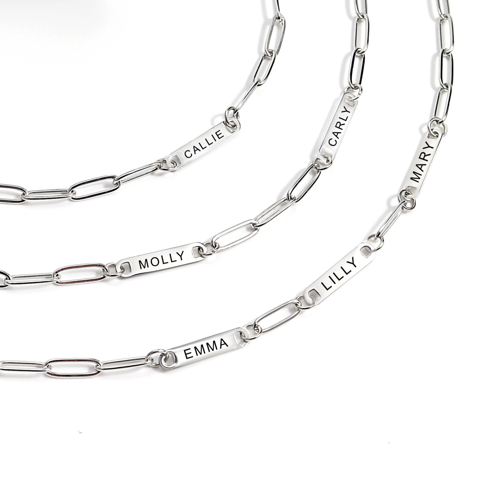 18K Gold PVD Stainless Steel Engravable Paperclip 2 Bar Necklace