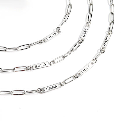 18K Gold PVD Stainless Steel Engravable Paperclip 2 Bar Necklace