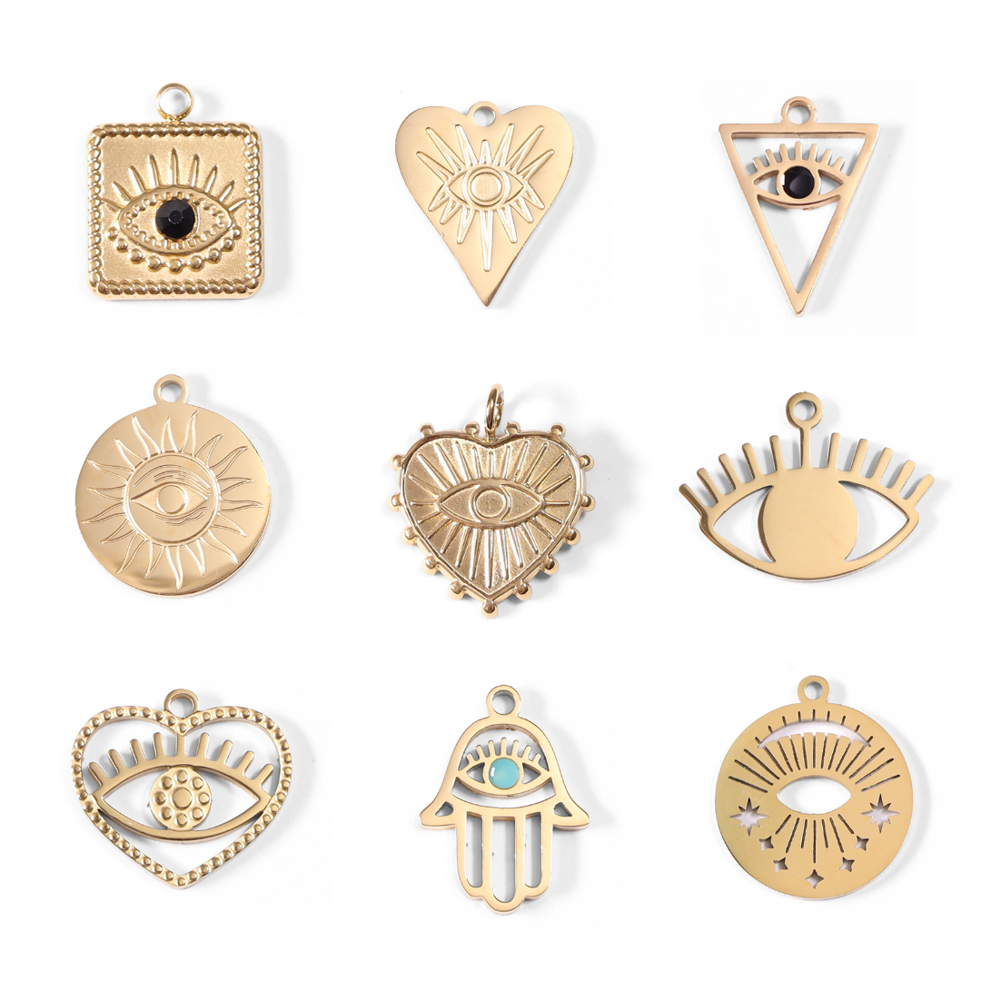 18K Gold PVD Stainless Steel Evil Eye Charm Set
