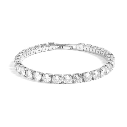 White Gold Over Brass Clear CZ Fashion Bracelet