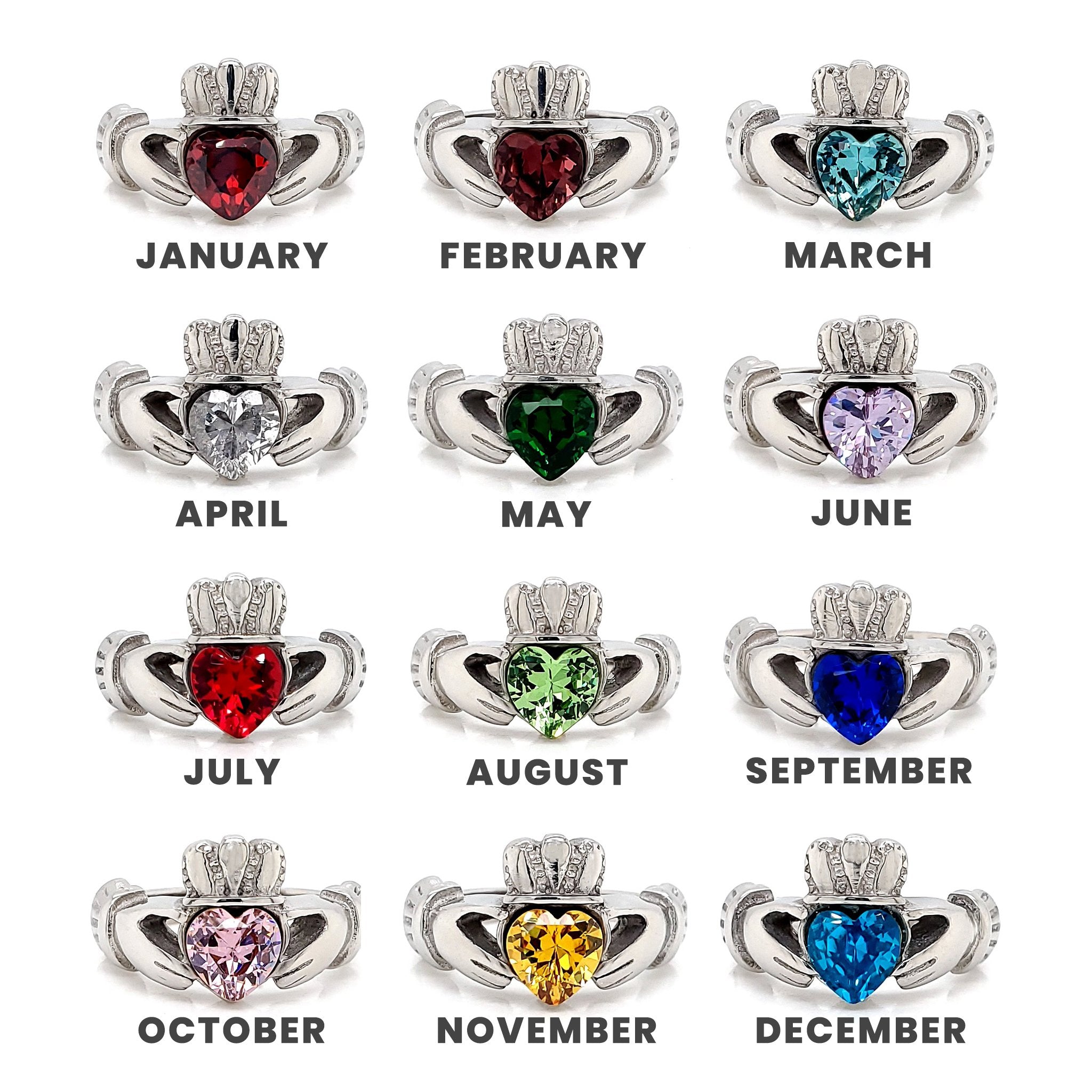 Claddagh Love, Loyalty, & Friendship Birthstone Ring