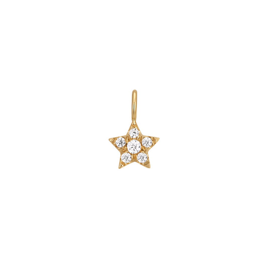Permanent Jewelry 14K Solid Gold Diamond Star Charm
