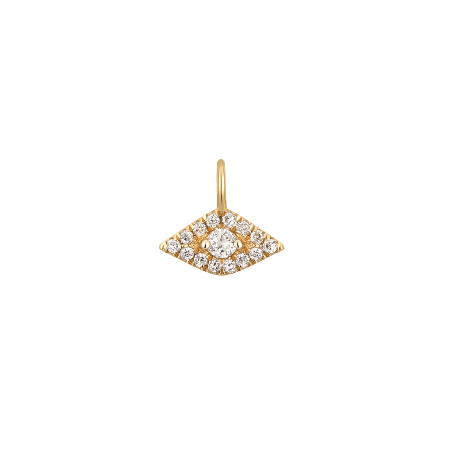 Permanent Jewelry 14K Solid Gold Diamond Evil Eye Charm