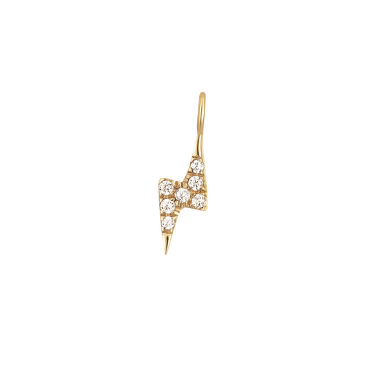 Permanent Jewelry 14K Solid Gold Diamond Lightning Bolt Charm