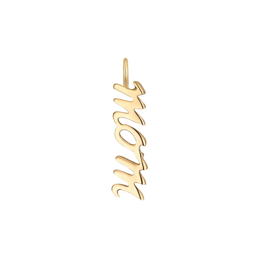 Permanent Jewelry 14K Solid Gold Mom Script Charm