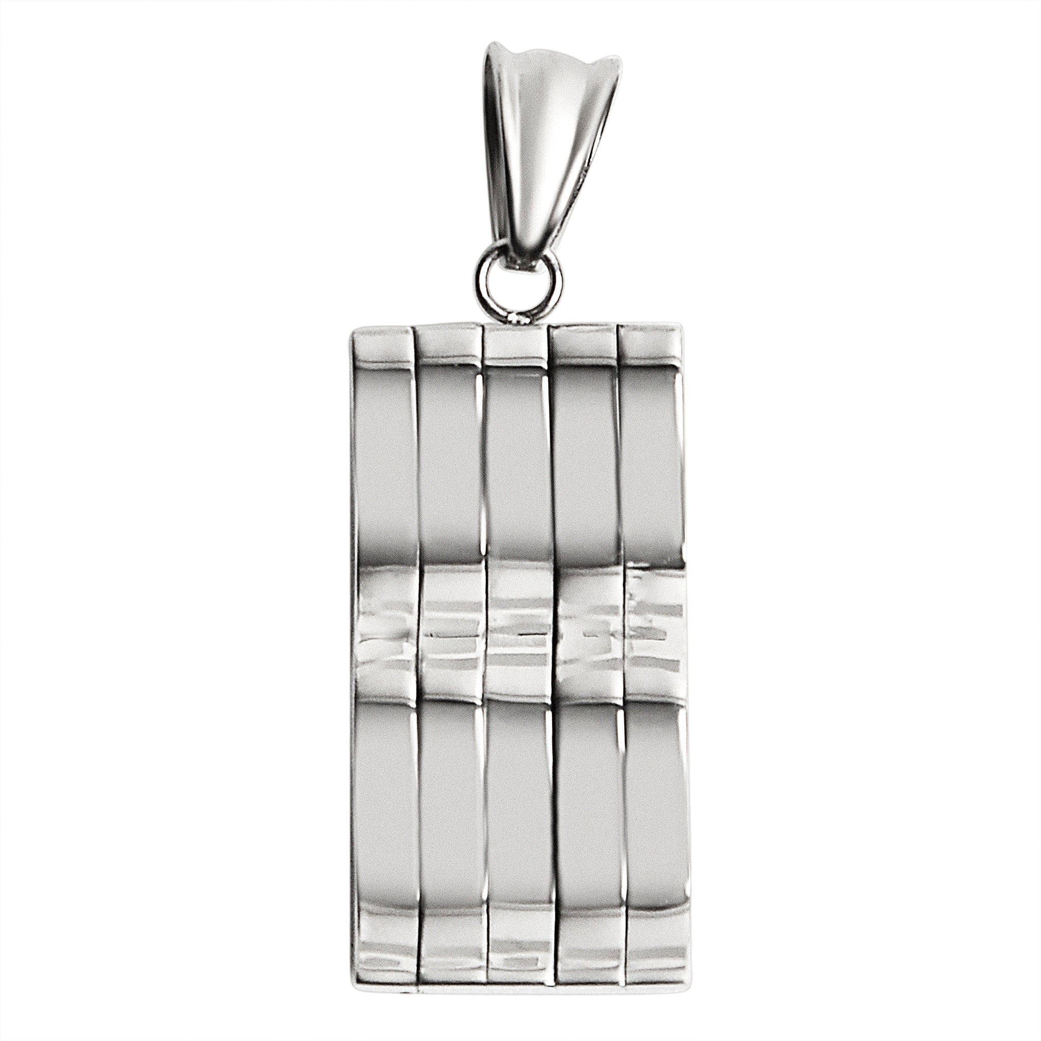 Stainless Steel Contemporary Wavy Cubic Zirconia Rainbow Pendant