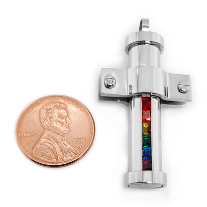Stainless Steel Cubic Zirconia Rainbow Pride Pendant