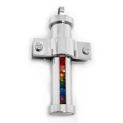 Stainless Steel Cubic Zirconia Rainbow Pride Pendant