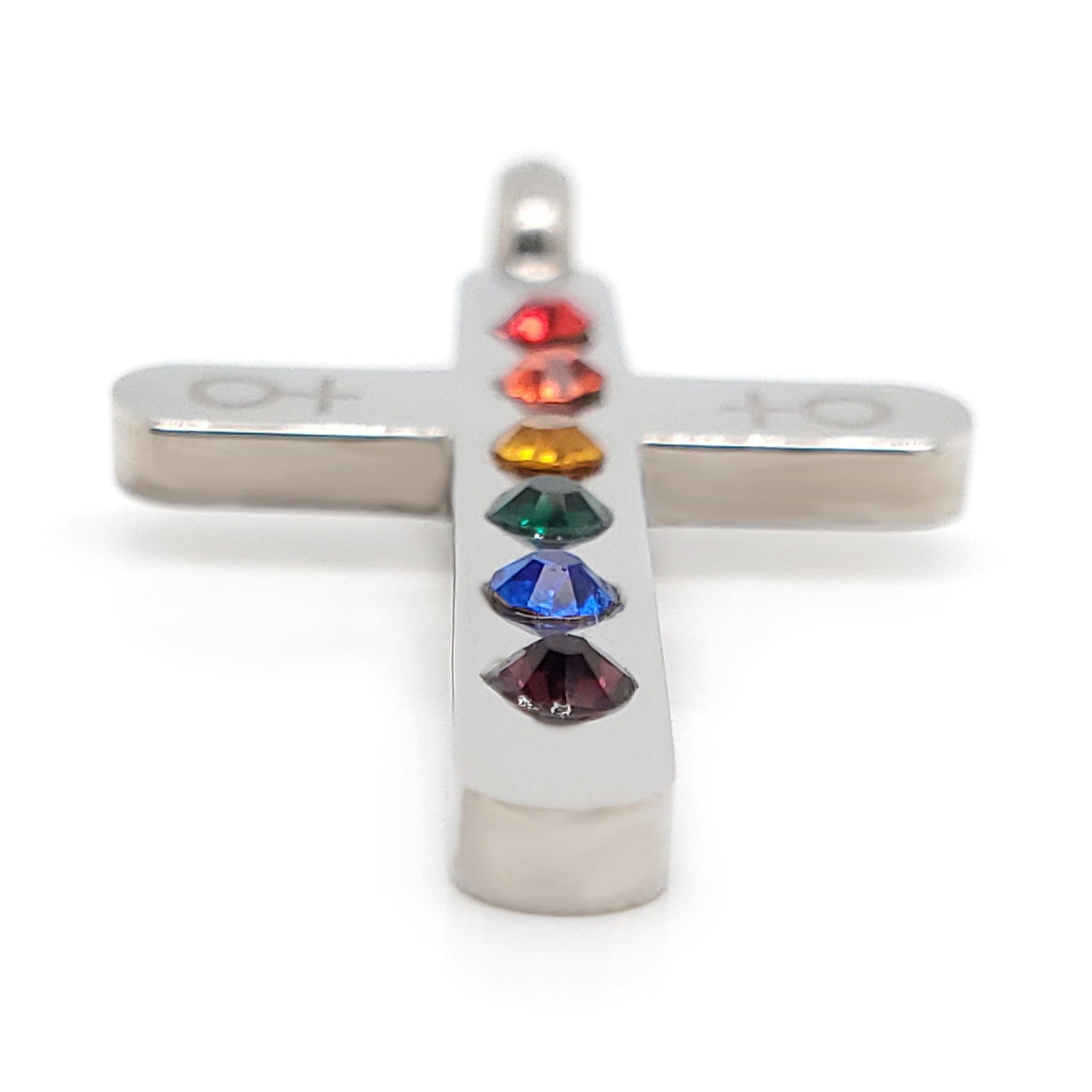 Stainless Steel Cubic Zirconia Rainbow Female Venus Symbol Cross Pendant