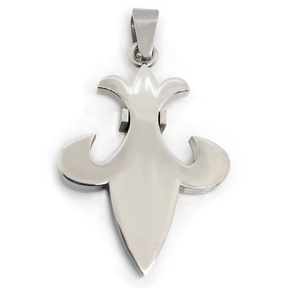 Stainless Steel Cubic Zirconia Rainbow Fleur de Lis Pendant