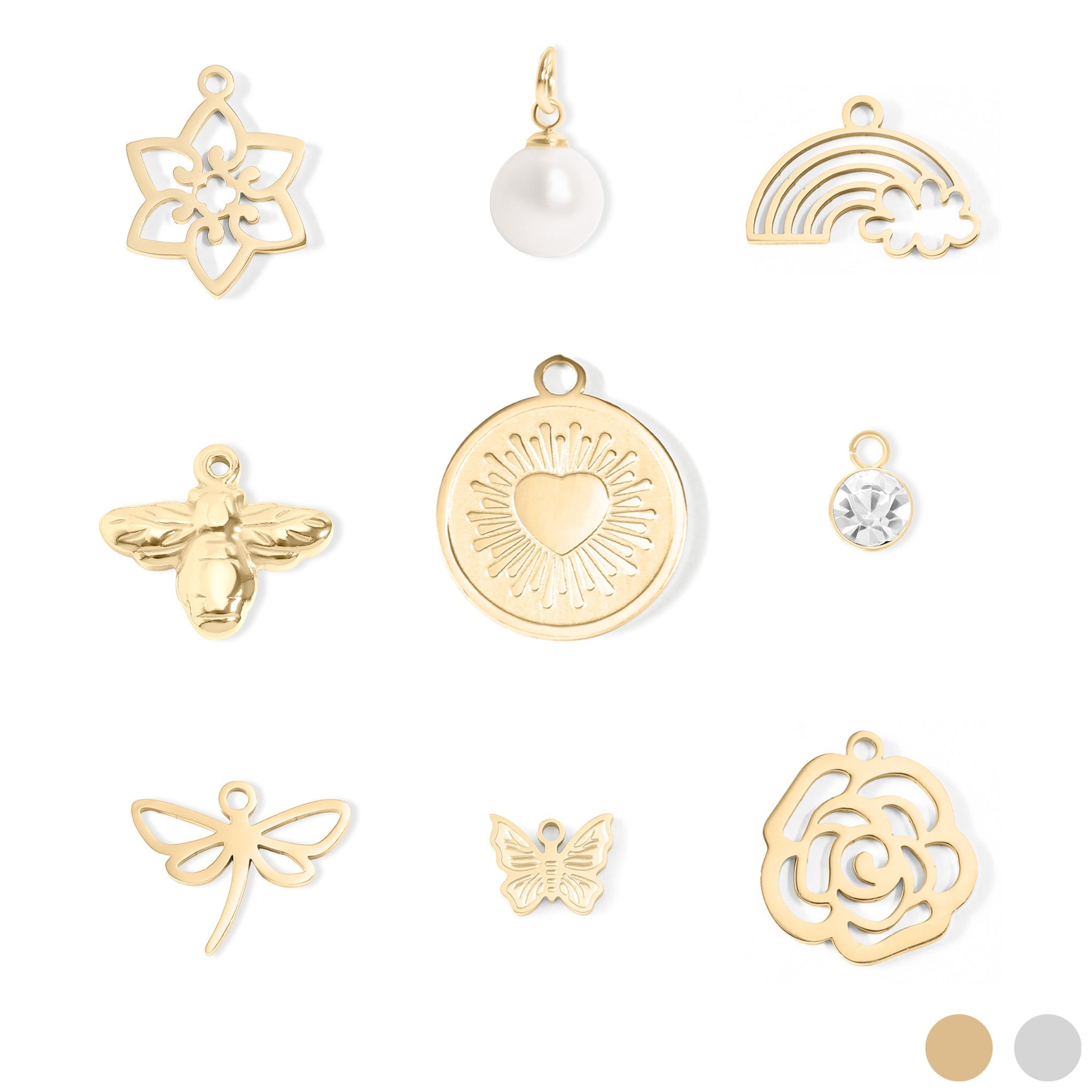 18K Gold PVD Stainless Steel Garden Charm Set