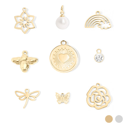 18K Gold PVD Stainless Steel Garden Charm Set