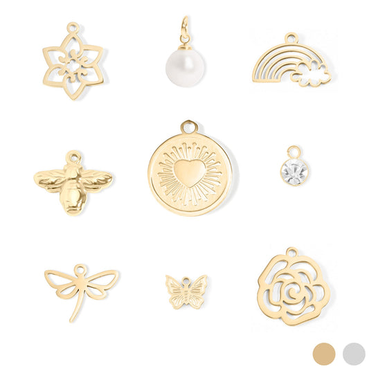 18K Gold PVD Stainless Steel Garden Charm Set