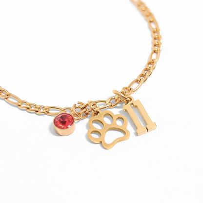 18K Gold PVD Coated Stainless Steel Small Sport Number Pendant