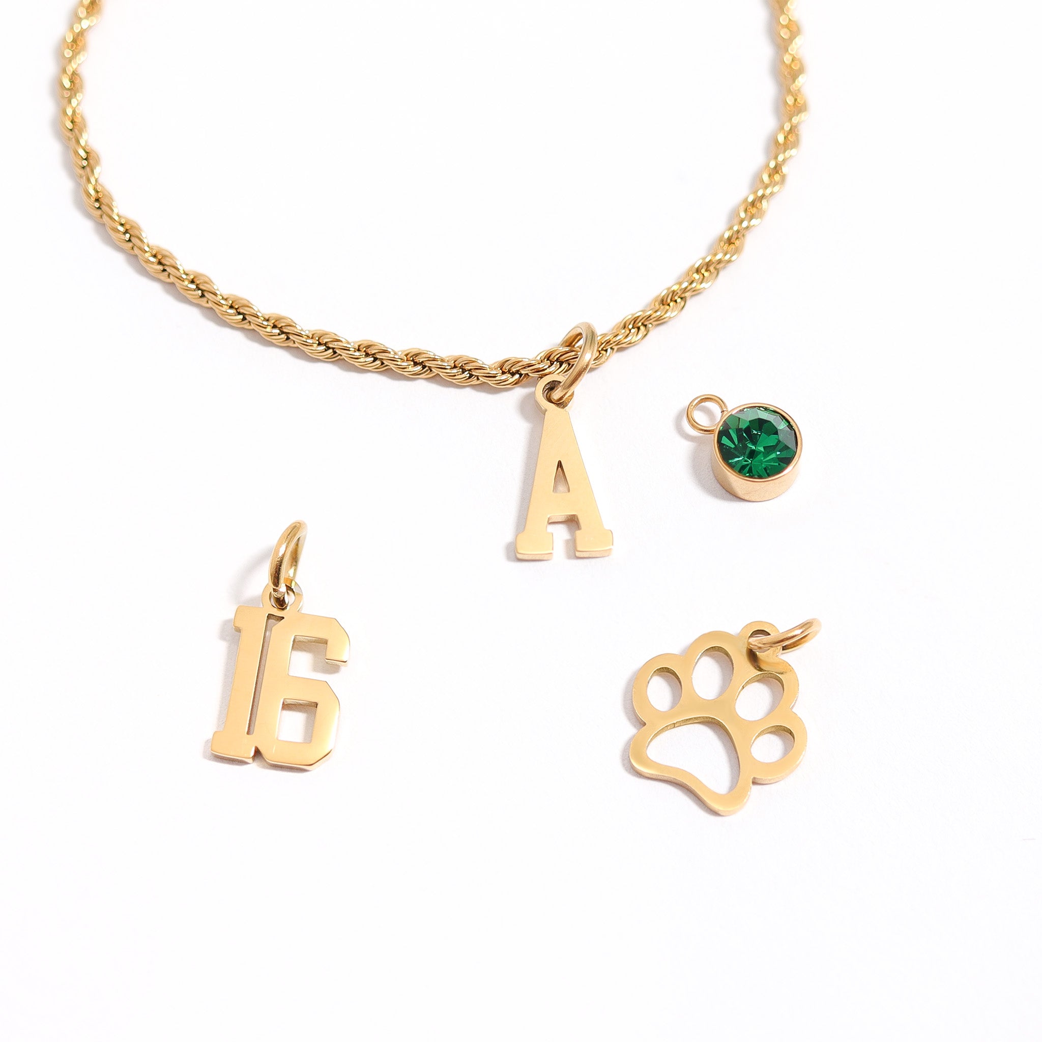 18K Gold PVD Coated Stainless Steel Small Sport Number Pendant