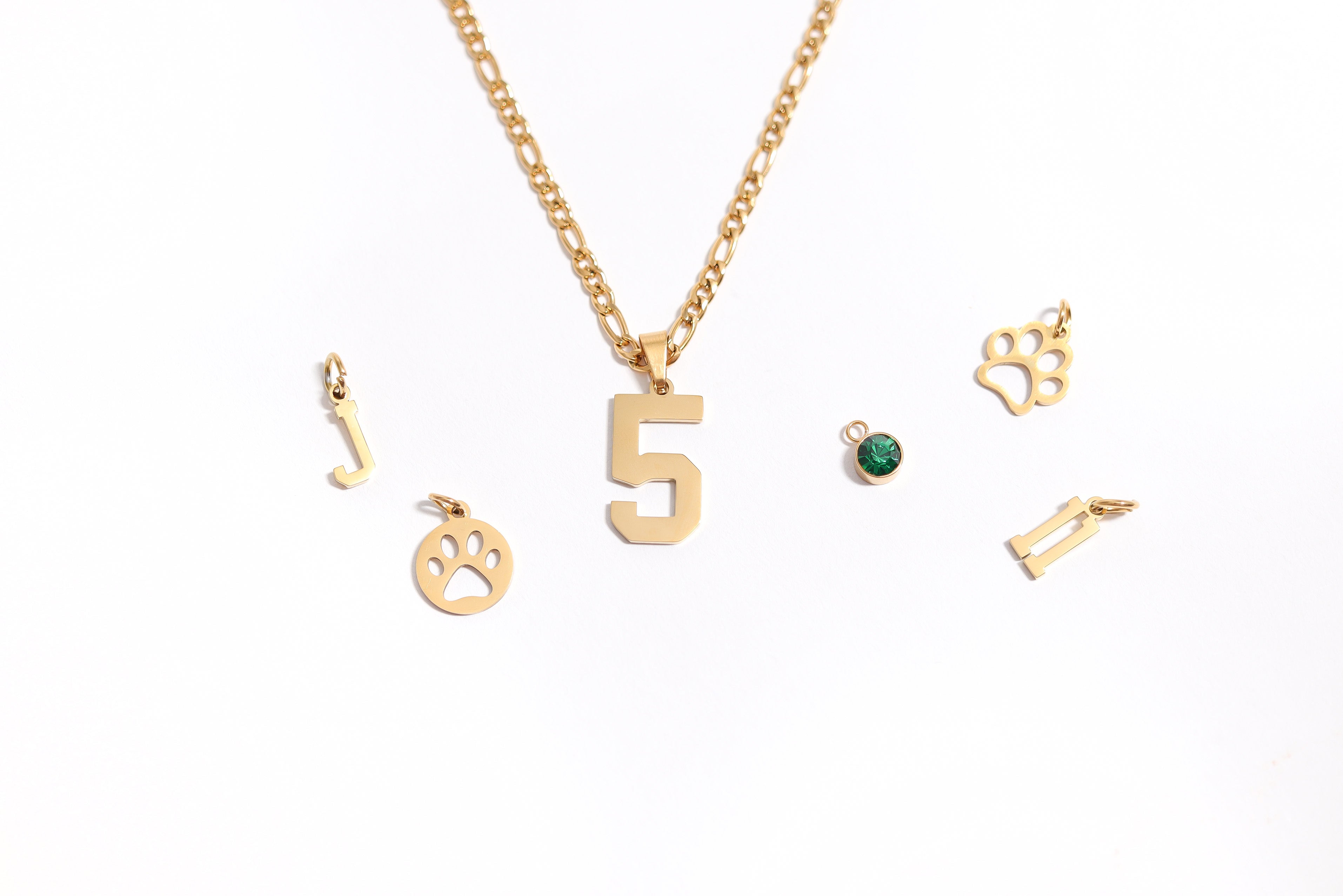 18K Gold PVD Stainless Steel Sport Number Pendant