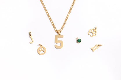 18K Gold PVD Stainless Steel Sport Number Pendant