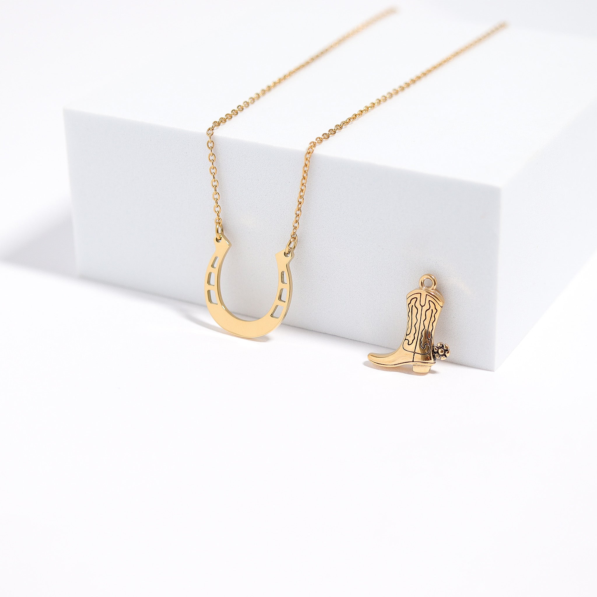 18K Gold PVD Stainless Steel Cowboy Boot Pendant