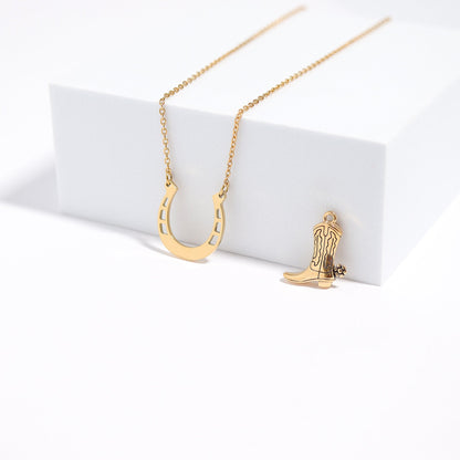 18K Gold PVD Stainless Steel Cowboy Boot Pendant