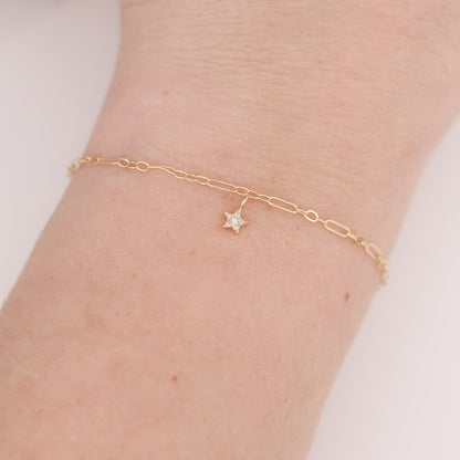 Permanent Jewelry 14K Solid Gold Diamond Star Charm