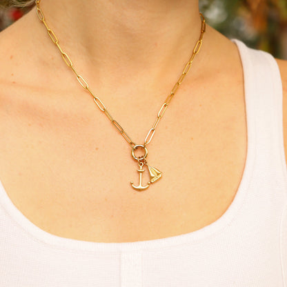 18K Gold PVD Stainless Steel Paperclip Charm Holder Necklace