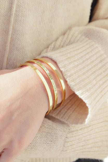 18K Gold PVD Stainless Steel Love Languages 3 Pc Bangle Set