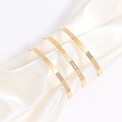 18K Gold PVD Stainless Steel Love Languages 3 Pc Bangle Set