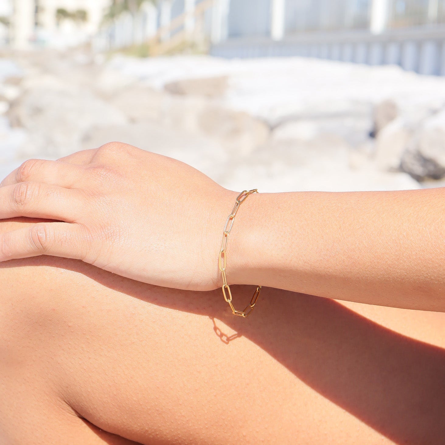 18K Gold PVD Stainless Steel Paperclip Chain Bracelet