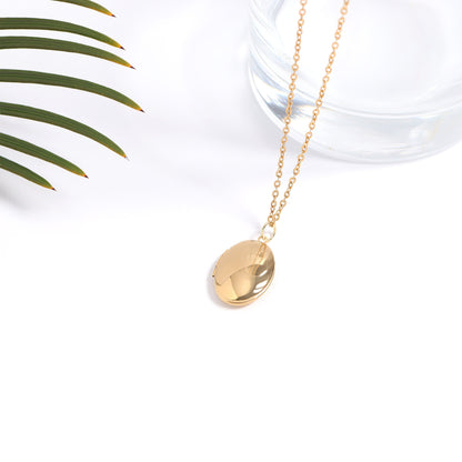 18K Gold PVD Stainless Steel Oval Locket