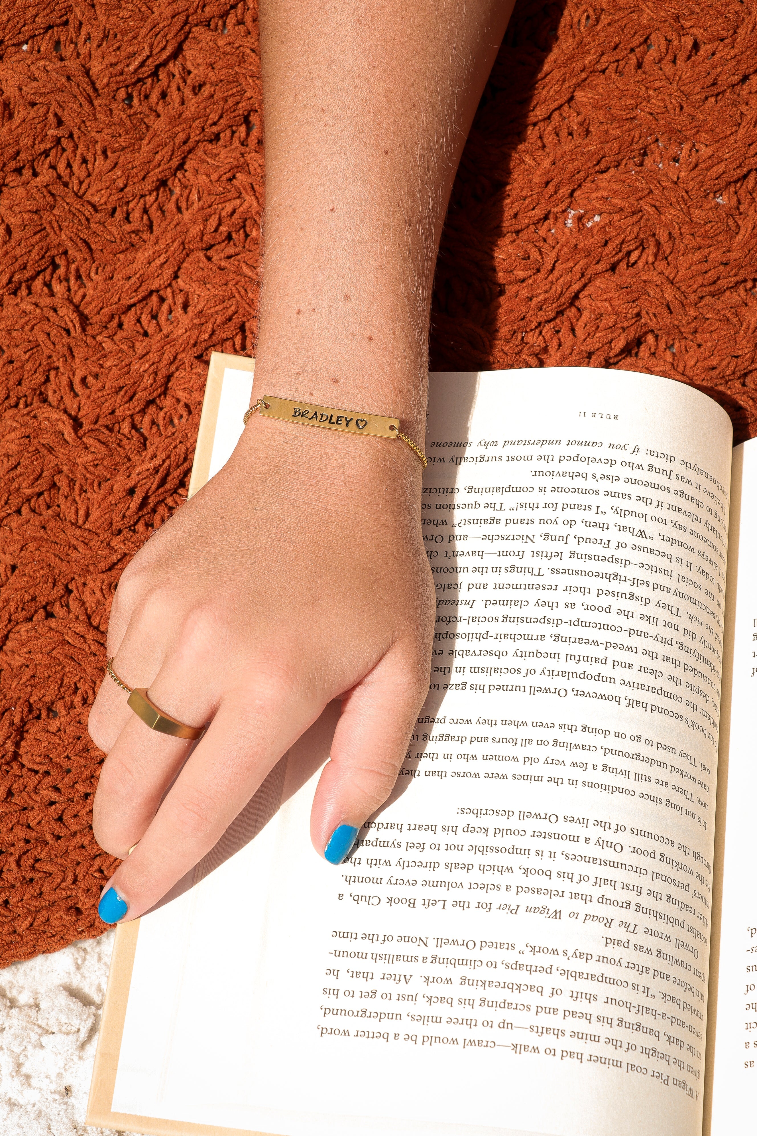 18K Gold PVD Stainless Steel Flat Adjustable Blank Bar Bracelet